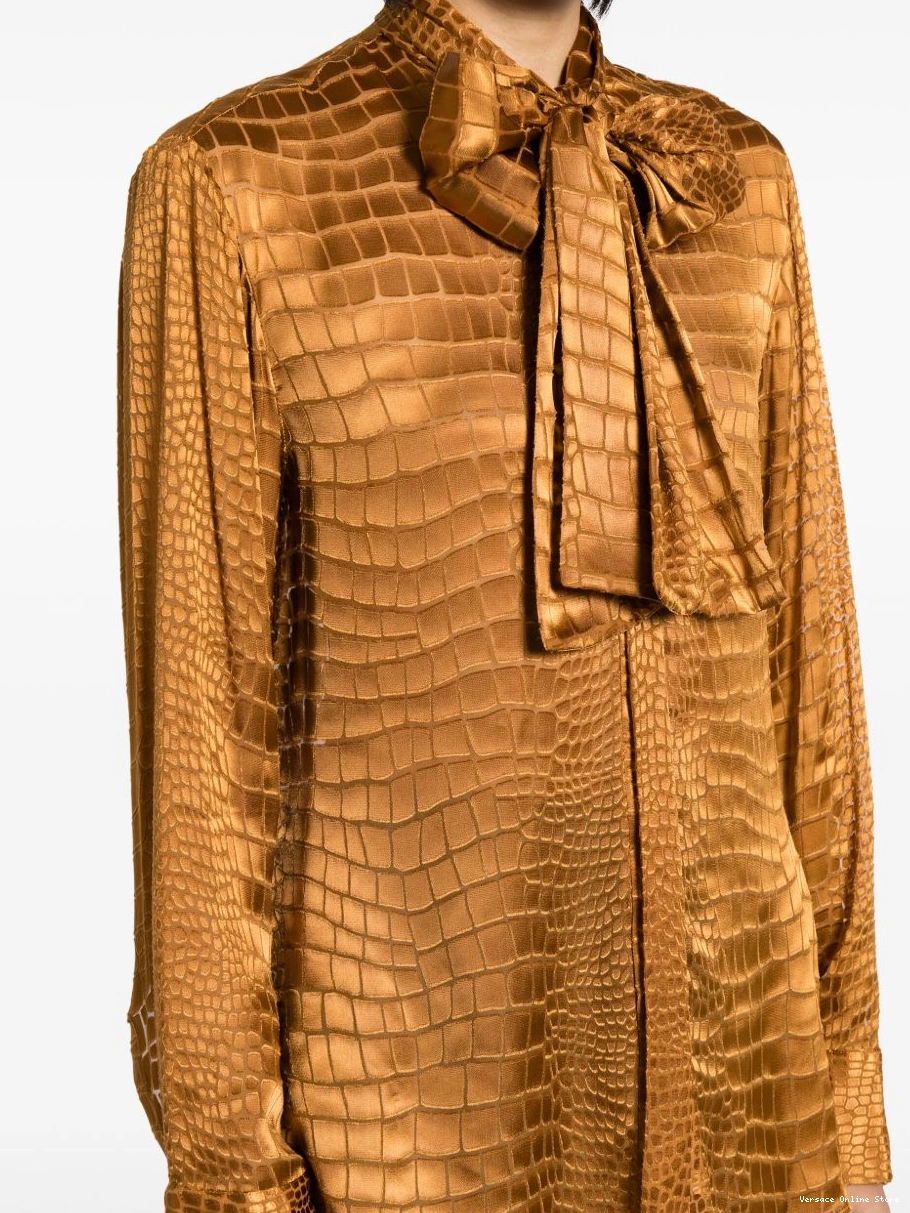 Affordable Versace croc-effect shirt Women scarf-tie 0716